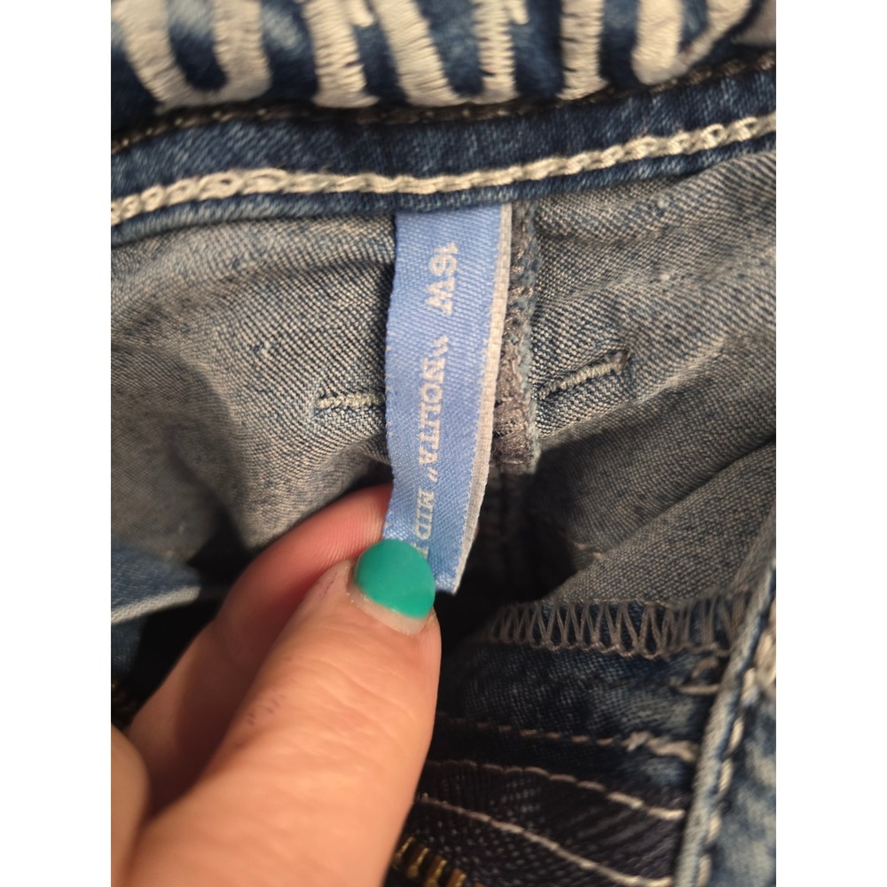 Hydraulic Nolita Mid Rise Skinny Jeans Medium Wash Embellished Pockets 16W - Picture 5 of 7